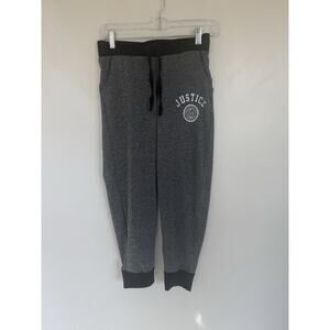 Justice Girls Jogger Pants Gray Size 12 Polyester Blend Drawstring Elastic Waist